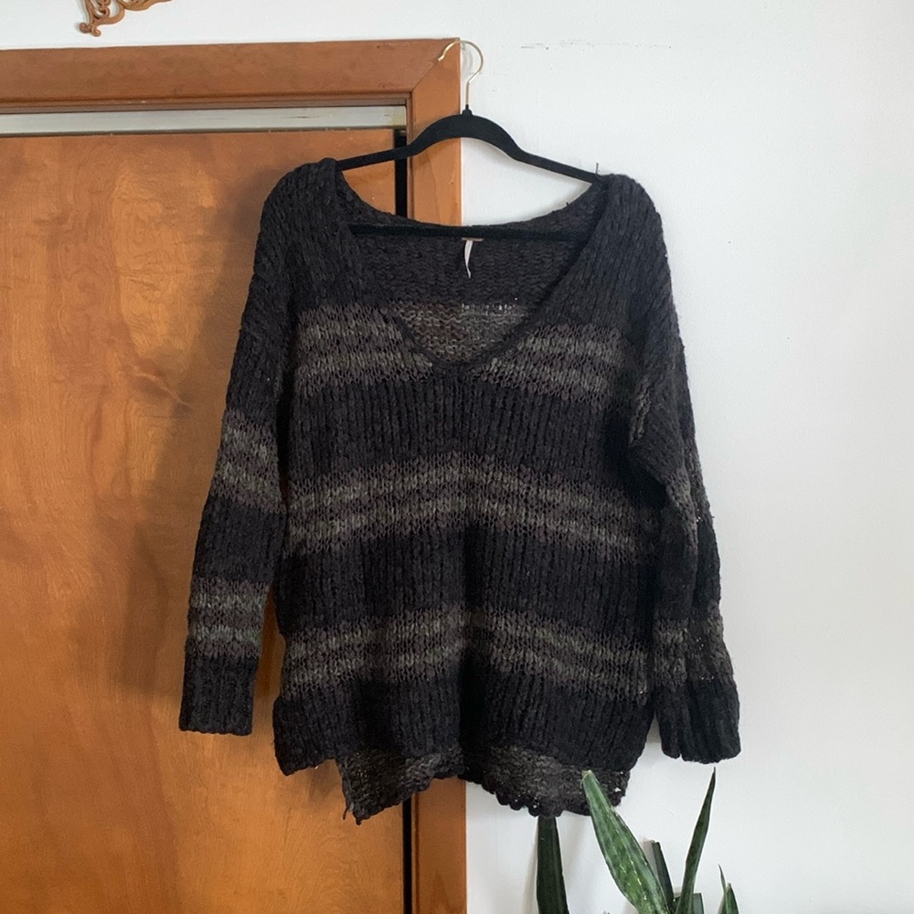 Free people Striped V-neck Sweater
